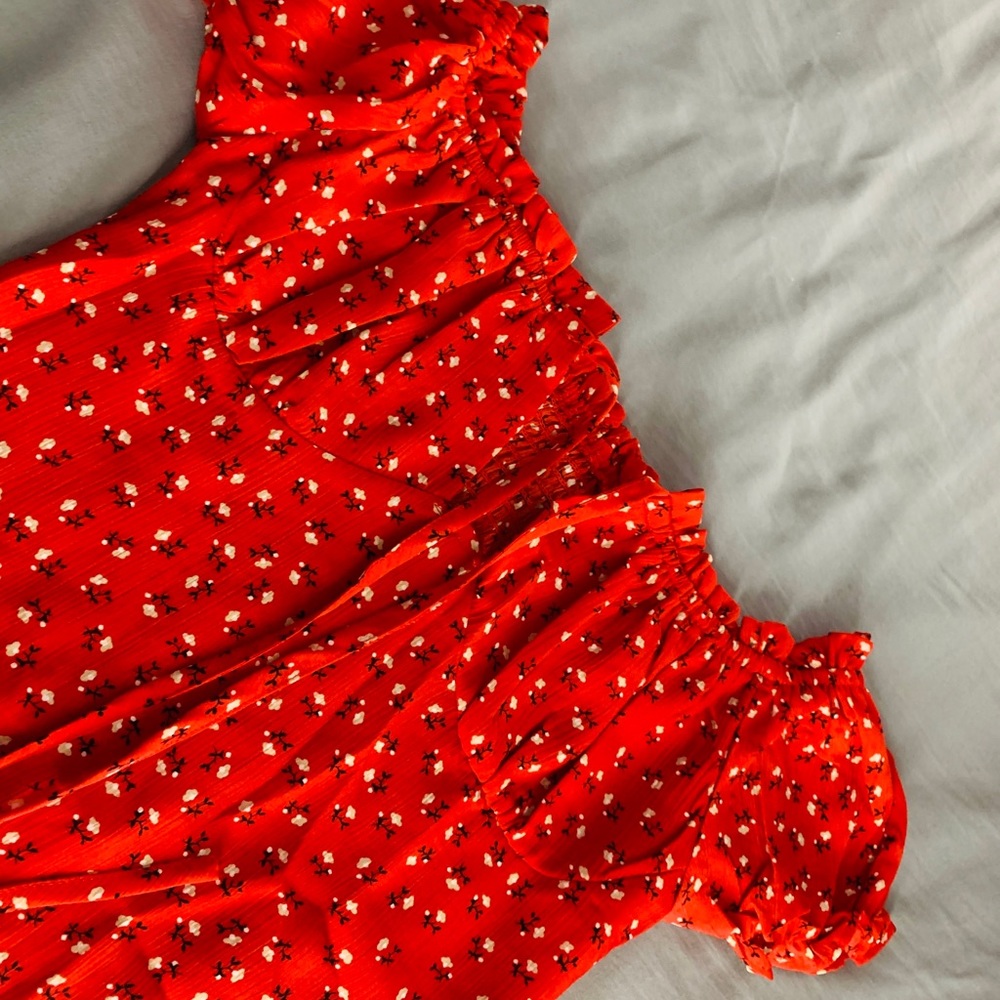 Floral Off-the-shoulder Smocked Mini Dress